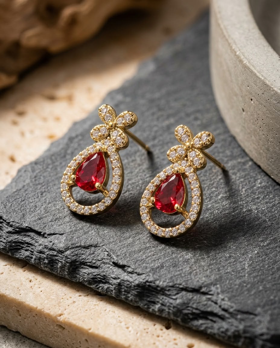 Jewelry earrings styled for an ecommerce product photo