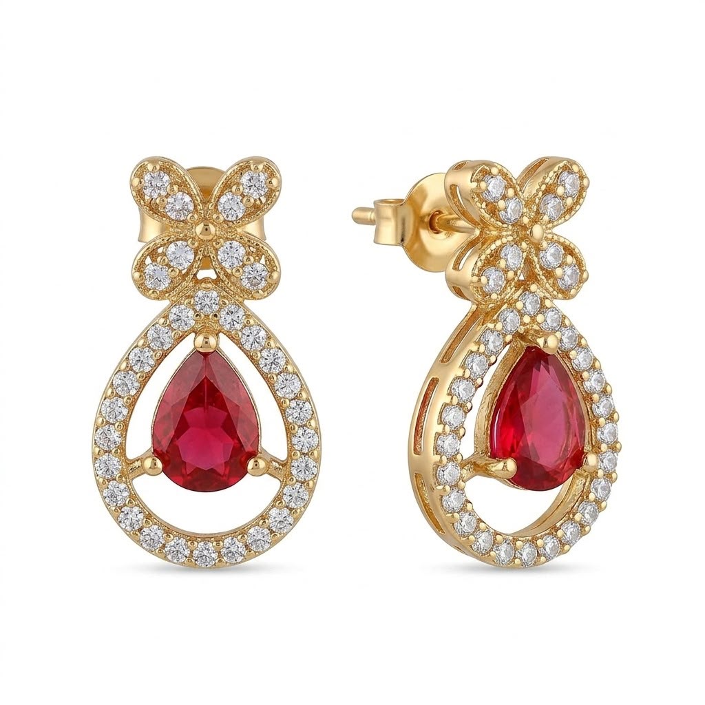 Earrings photographed on a plain white background for ecommerce